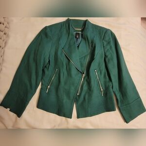 White House Black Market Teal Moto Jacket Size 4